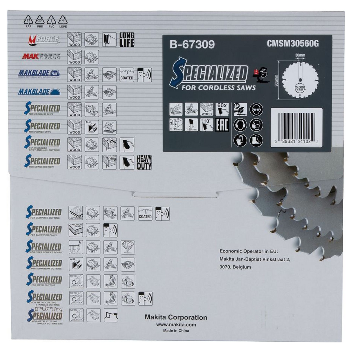 B-67309 - Lama Efficut TCT Makita B-67309 305x30mm 60 Denti - Immagine 5