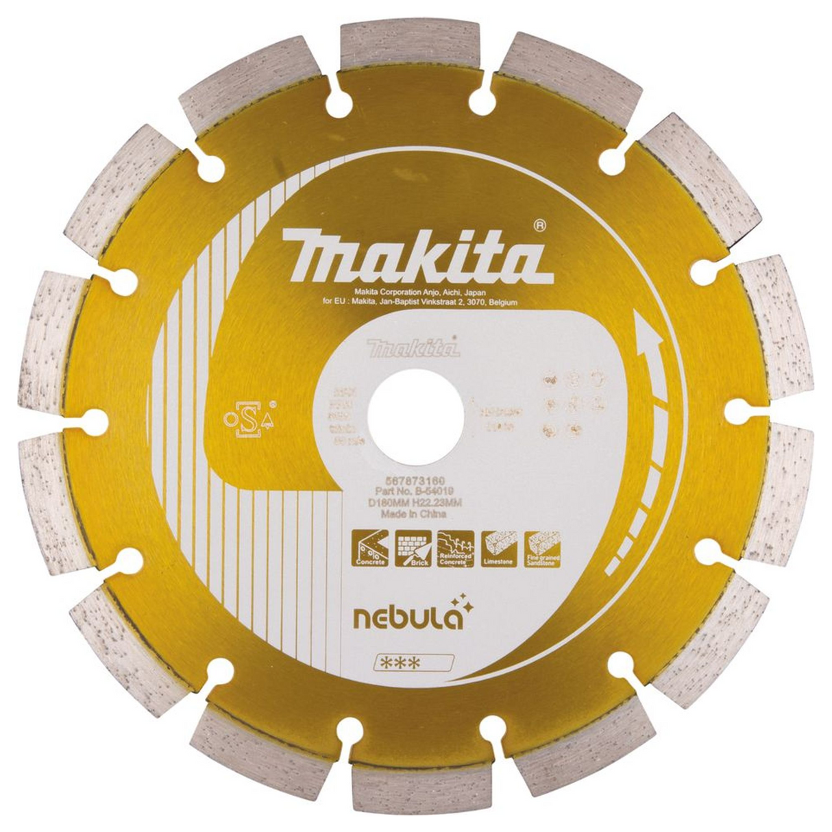 B-54019 - Disc diamantat Makita B-54019 Nebuloasă Umedă și Uscată 180 mm - Imaginea 2