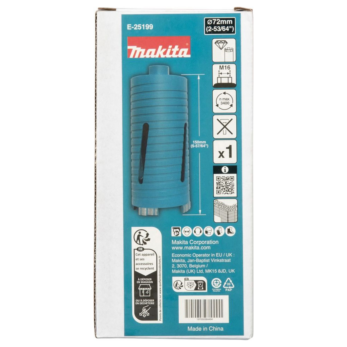 E-25199 - Coroana de diamant Makita E-25199 72x150mm M16 - Imaginea 5