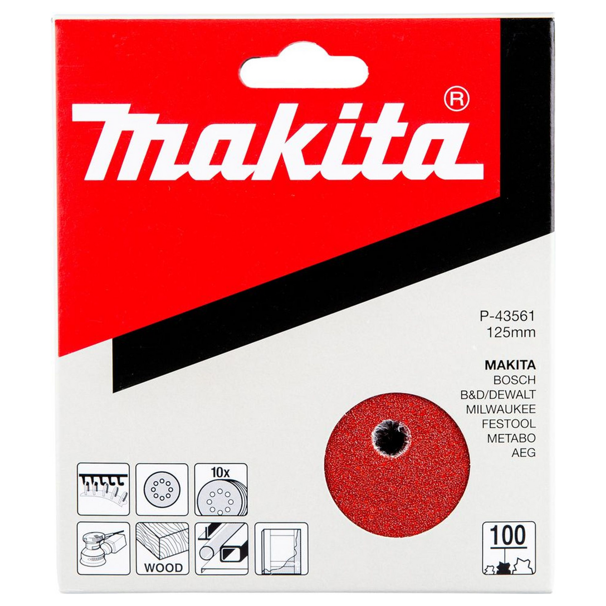 P-43561 - Disc abraziv Makita P-43561 125mm Granulație 100 (10 buc.) - Imaginea 3