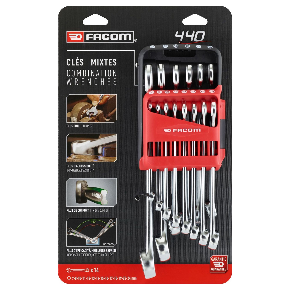 440.JP14PB - Set de chei combinate Facom 440 Performance cu 14 piese - Imaginea 4