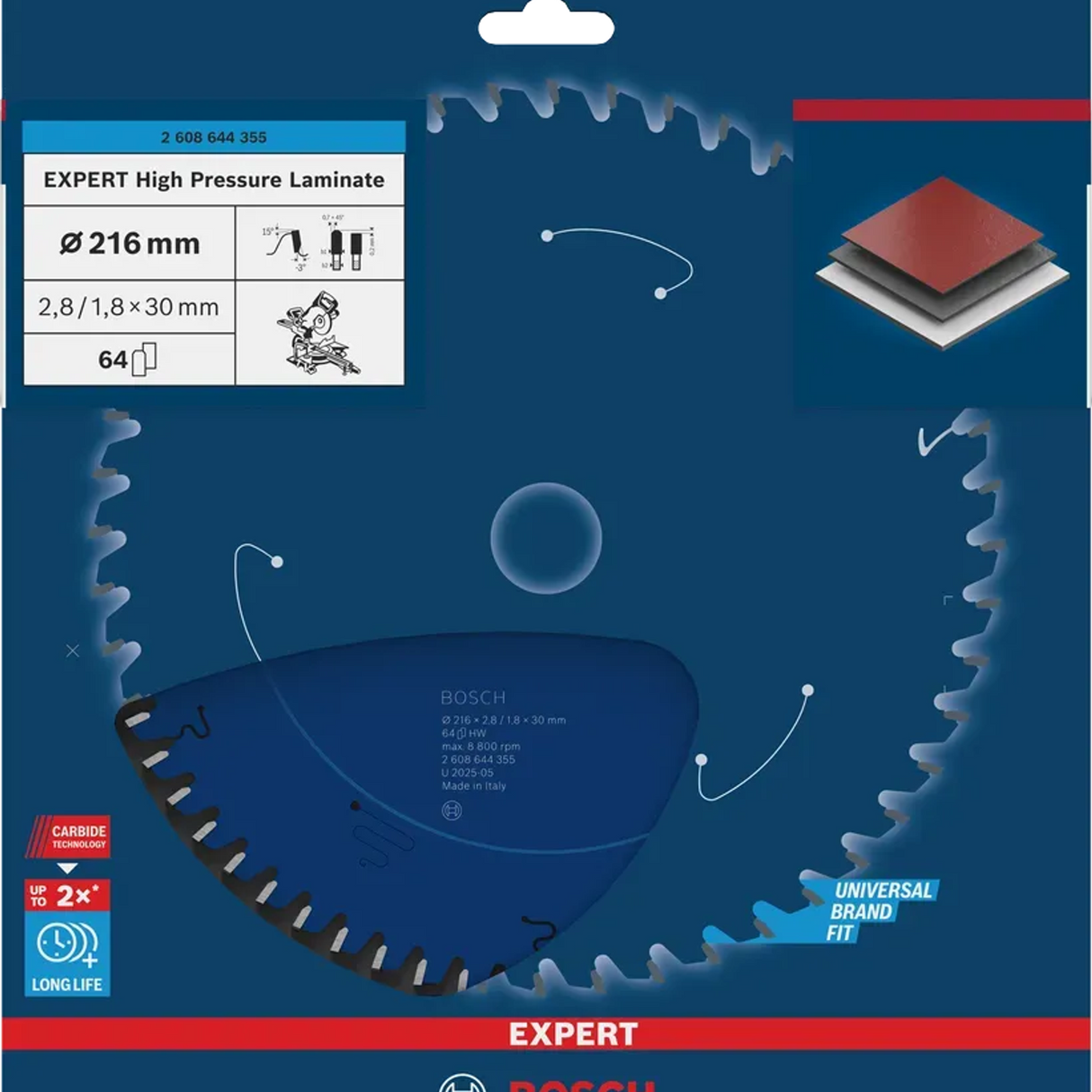 2608644355 - Lamă circulară Bosch Laminat de înaltă presiune Expert 216 mm - Imaginea 3
