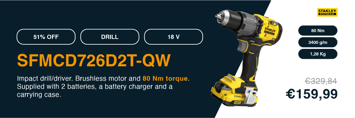 Mașină de găurit cu impact Stanley SFMCD726D2T-QW 18V 2Ah