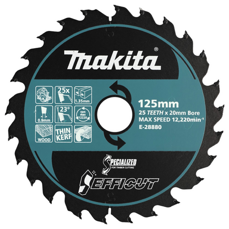 E-28880 - Lamă Efficut TCT Makita E-28880 125x20mm 25T - Imaginea 2