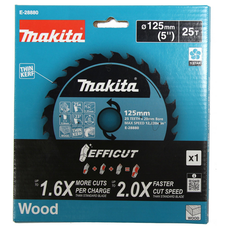 E-28880 - Lamă Efficut TCT Makita E-28880 125x20mm 25T - Imaginea 3