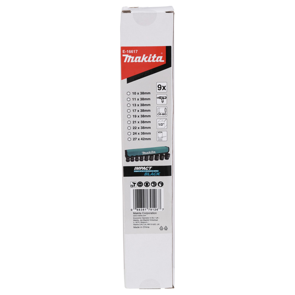 E-16617 - Set busolă Makita Impact Black E-16617 ½" 9 bucăți scurte - Imaginea 5