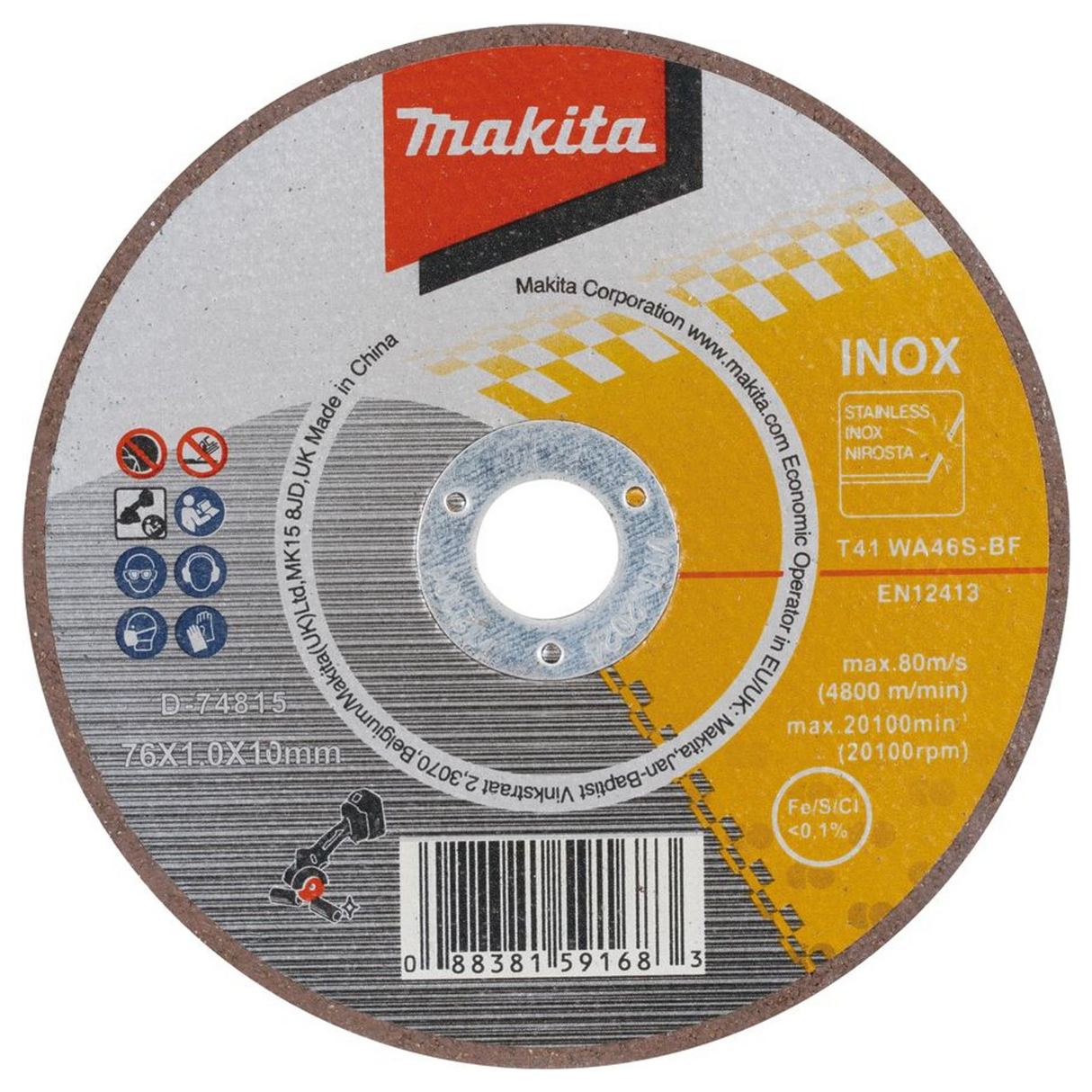 D-74815 - Disc abraziv subțire de tăiere Makita D-74815 76x1x10mm - Imaginea 2