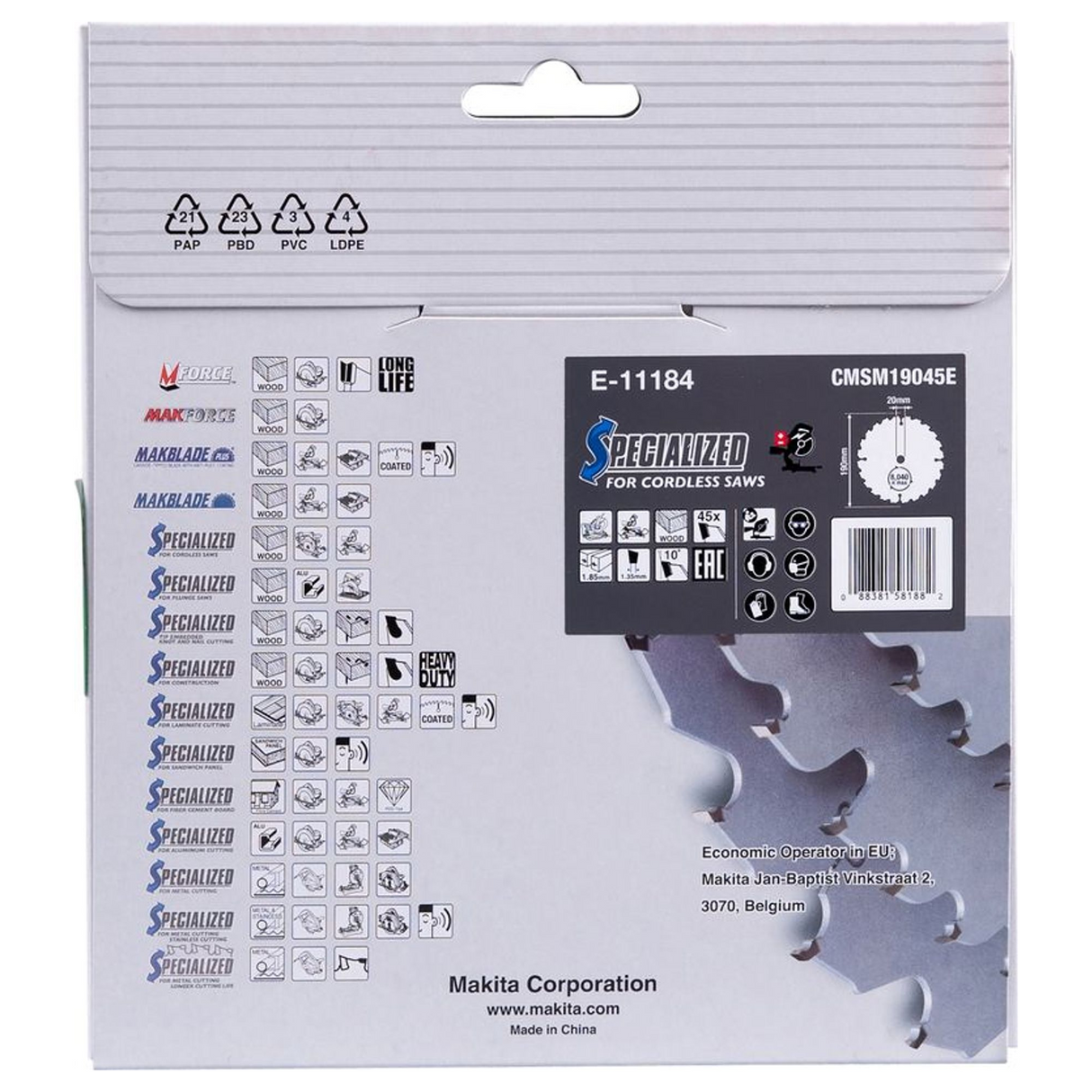 E-11184 - Lamă EFFICUT Makita E-11184 190/20 45 Dinți - Imaginea 5