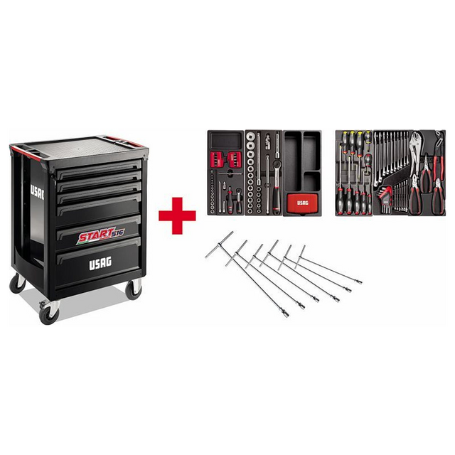 U05161629 - Coș START USAG 516 ST6NPA cu sortiment de 142 de piese pentru reparații auto