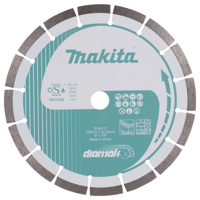 D-80117 - Disc diamantat segmentat Makita D-80117 230mm Multi-material - Imaginea 2