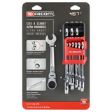 Set Chiavi a Cricchetto Flex Head Facom 467BF 10 Pezzi