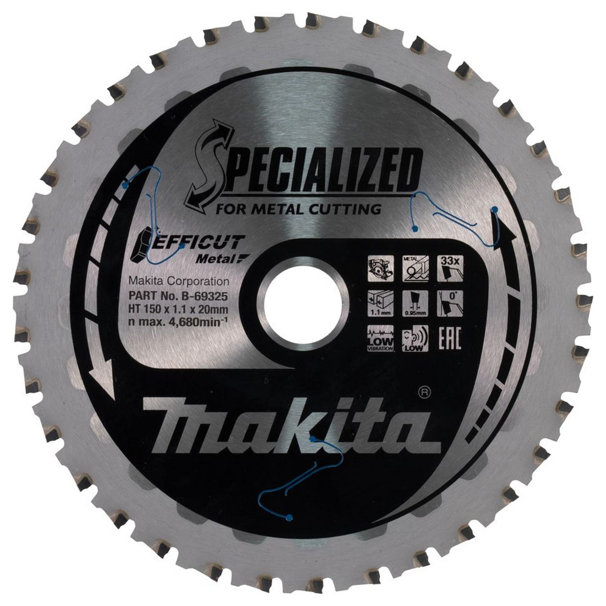 B-69325 - Lamă circulară Makita Efficut B-69325 150mm 33T - Imaginea 2