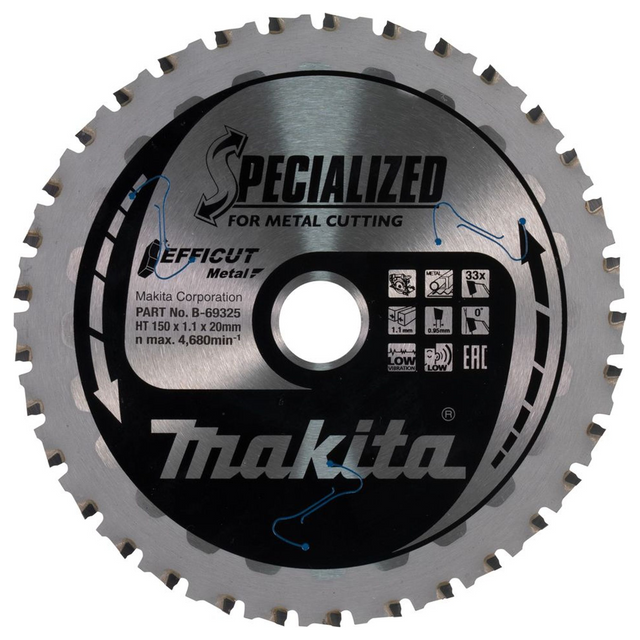 B-69325 - Lamă circulară Makita Efficut B-69325 150mm 33T - Imaginea 2