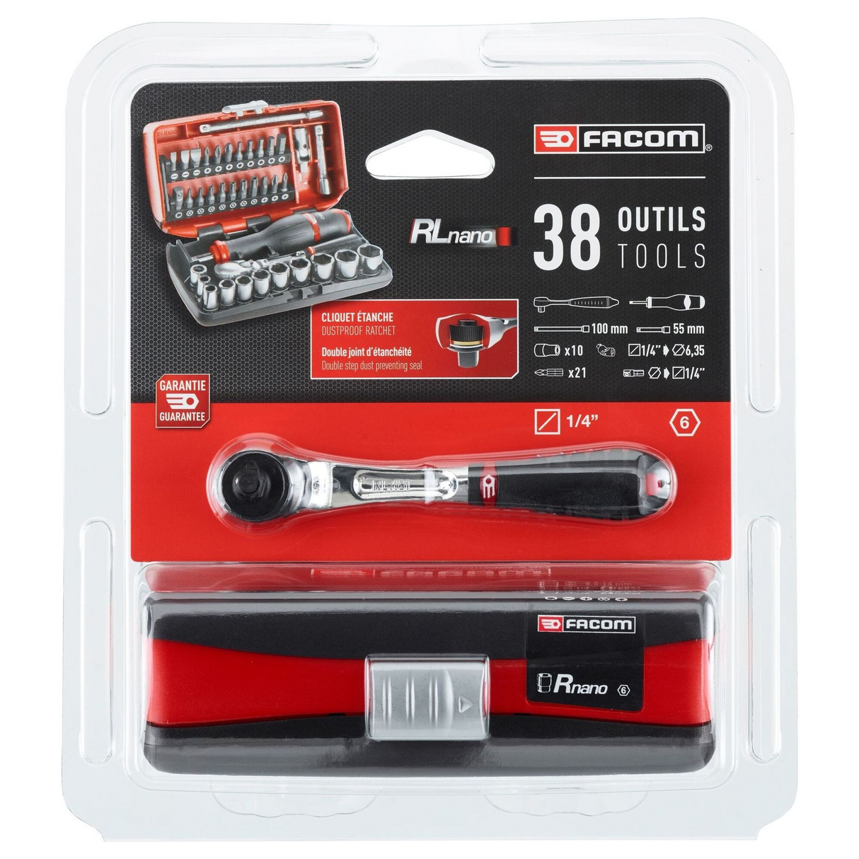 Set Chiavi a Bussola Facom RL.NANO1PB 1/4" 38 Pezzi