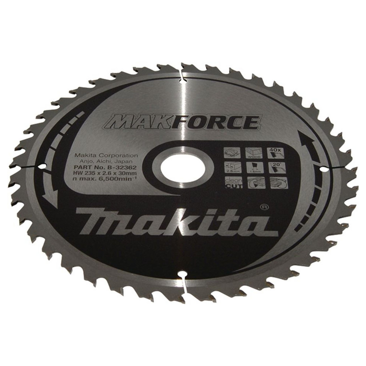 B-32362 - Lamă circulară Makita Makforce B-32362 235mm 40T - Imaginea 2