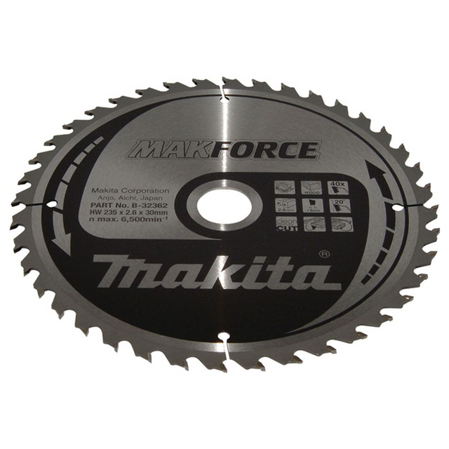 B-32362 - Lamă circulară Makita Makforce B-32362 235mm 40T - Imaginea 2