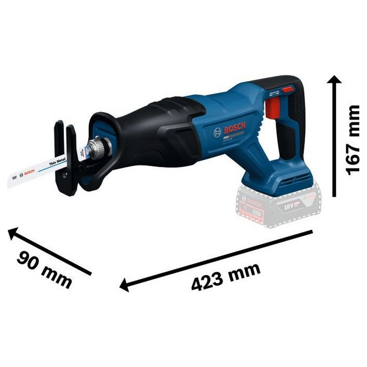 06016D1001 - Fierăstrău universal Bosch Professional GSA18V-280 PRO 18V - Imaginea 20