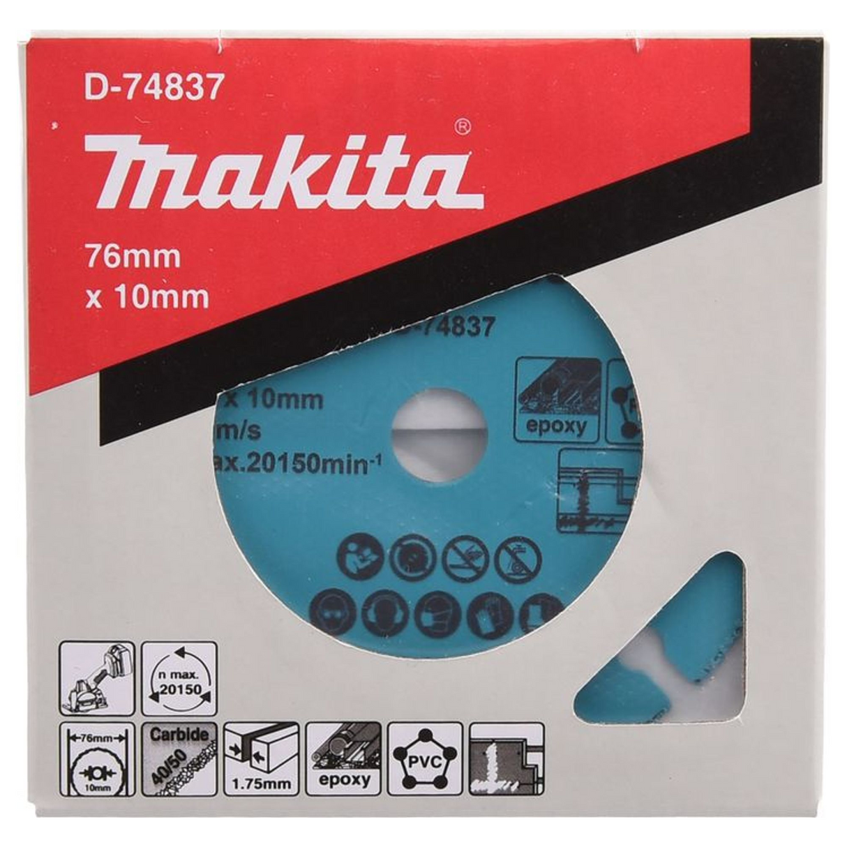 D-74837 - Disc de tăiere din carbură de tungsten Makita D-74837 76x10mm - Imaginea 4
