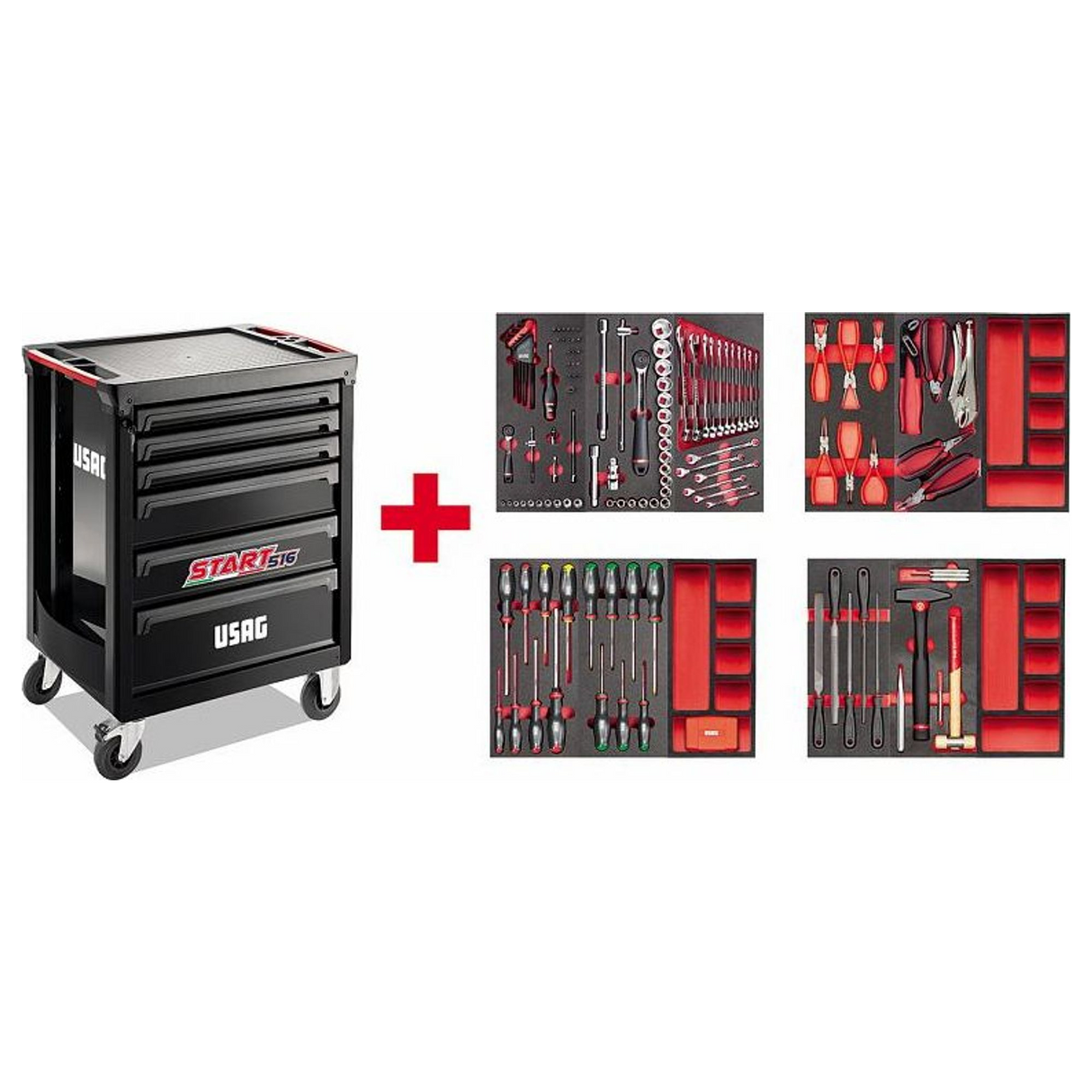 U05161628 - Coș START USAG 516 ST6NMM cu sortiment de întreținere de 156 de piese