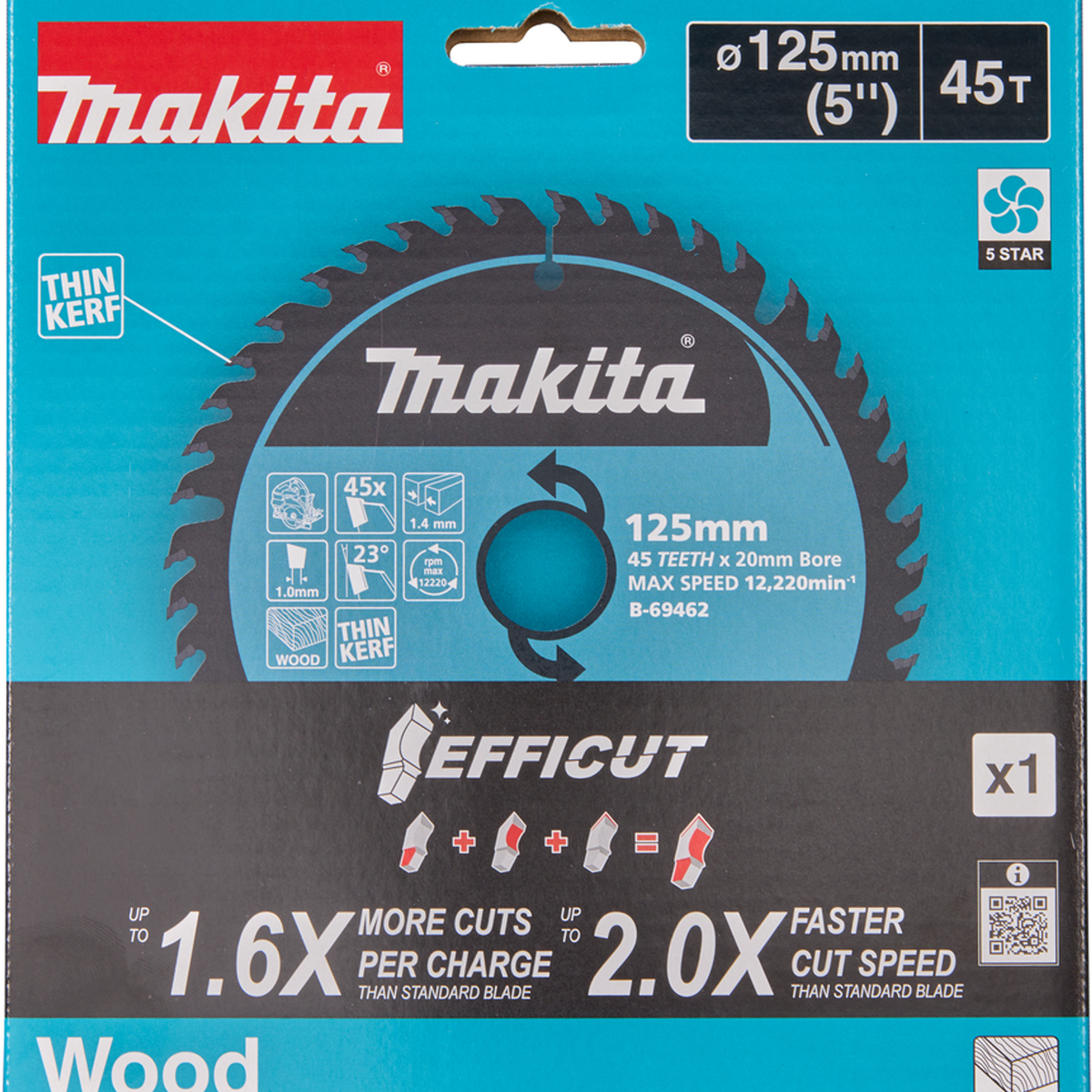 B-69462 - Lamă Efficut TCT Makita B-69462 125x20mm 45 Dinți - Imaginea 3