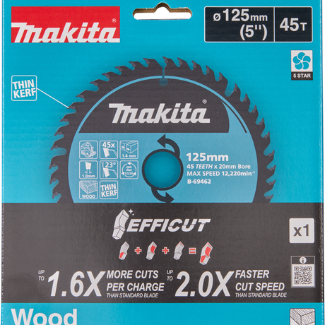 B-69462 - Lamă Efficut TCT Makita B-69462 125x20mm 45 Dinți - Imaginea 3