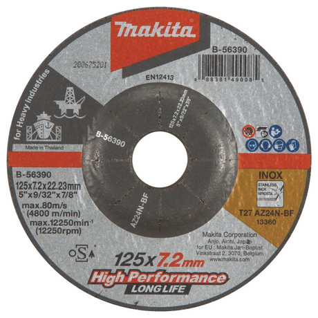 B-56390 - Disc de șlefuit din oțel inoxidabil Makita B-56390 125mm AZ24N - Imaginea 2